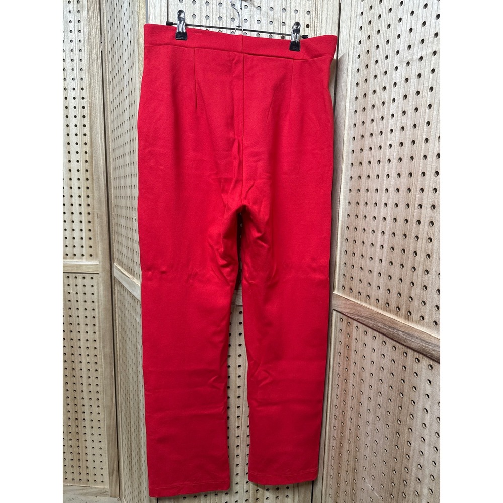 Urban Coco Womens Red High Rise Straight Leg Stitched Crease Dress Pants Large - Picture 2 of 5